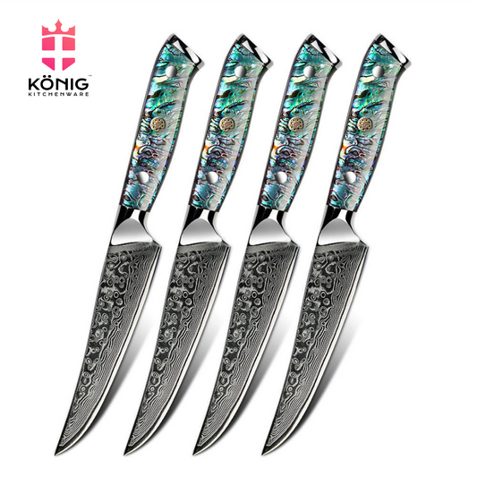 4Pcs Damascus Knife Blade Set (Green)