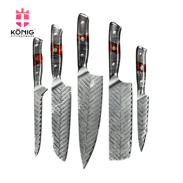 Konig Kitchen Damascus 5-Piece Knife Set & Gift Box