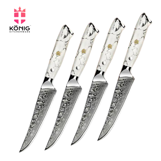 4Pcs Damascus Knife Blade Set (White)